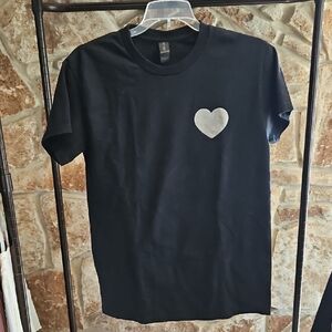 Black Tee with Silver Heart